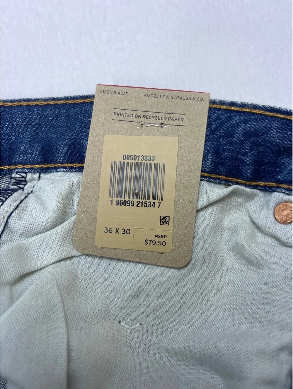 Levi's 501 Original Fit Blue Denim Jeans Size 36x30